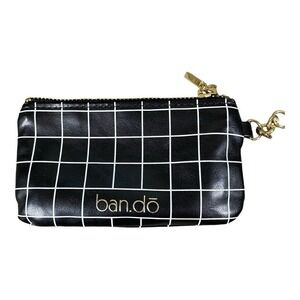 Ban.do‎ Coin Purse Card Holder Black Grid Gold Interior Keychain